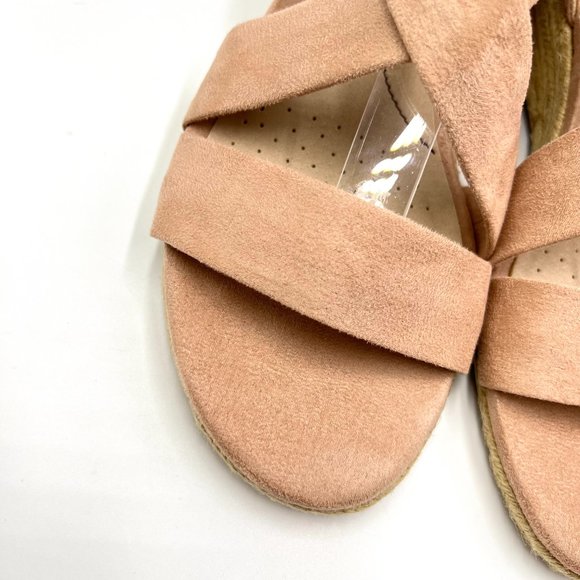 8W 8 WIDE Lifestride Siesta Taupe Blush Microsuede Espadrille Wedge Sandal Shoes - Picture 4 of 14